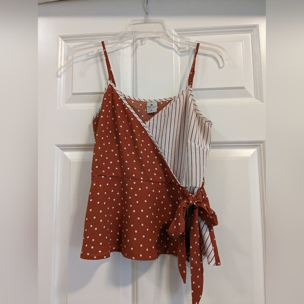 Paper Crane Burnt Orange and White Two-Tone Tank Top Blouse - Size XS